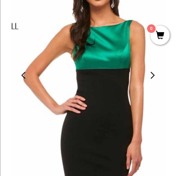 Sherri Hill emerald green/black formal dress - Picture 4 of 5